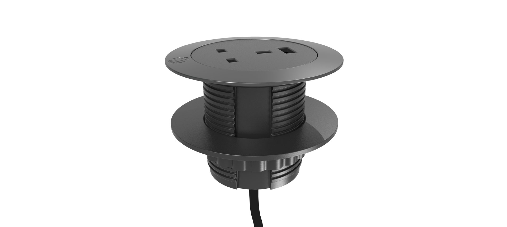 Solo in-desk power module with socket and USB-A charge