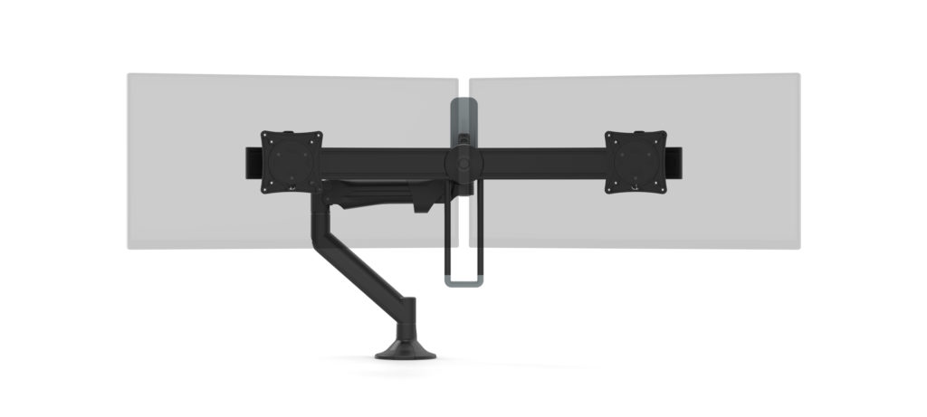 Levo monitor arm with dual screen rail