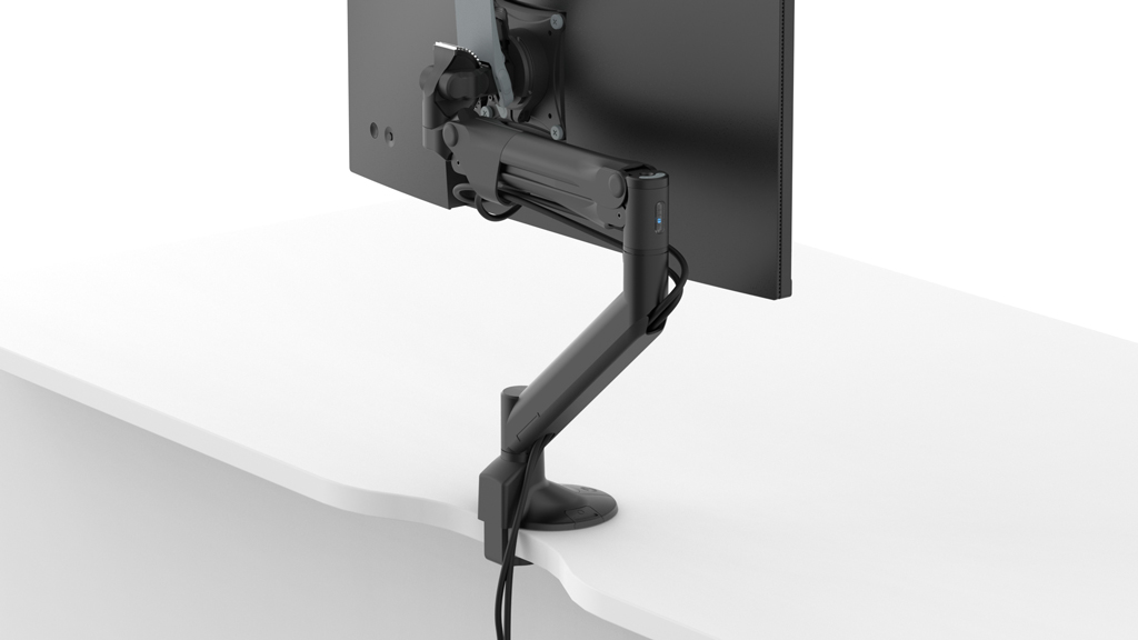 Levo monitor arm offers integral high capacity cable management