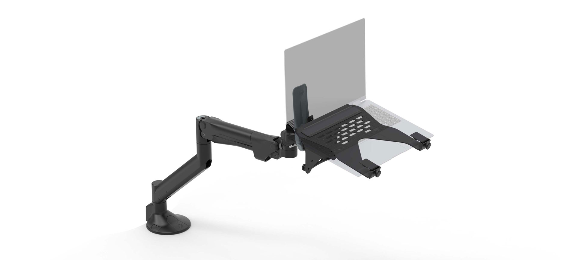 Metalicon Laptop holder with Levo monitor arm