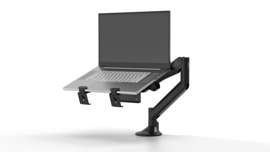 Laptop riser with Levo monitor arm