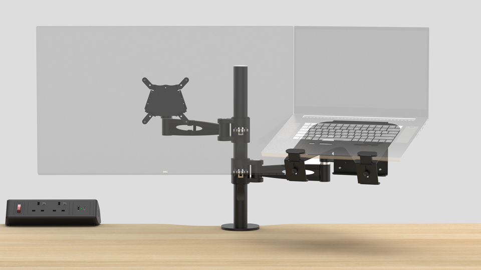 Kardo monitor arm with laptop holder